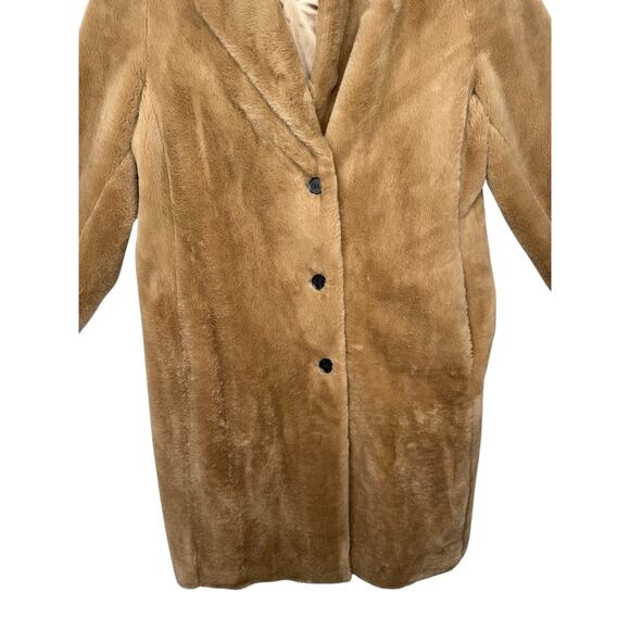 NWT Women's DKNY Tan Faux Fur Coat Size Large - Picture 7 of 10